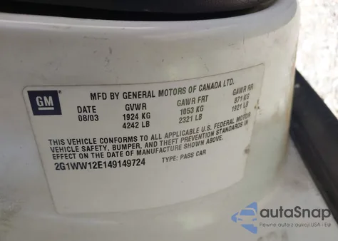 2004 Chevrolet Monte Carlo Ls from USA, damaged, VIN 2G1WW12E149149724